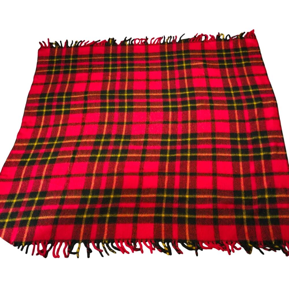 Vintage Faribo Woolen Mill Co Pack a Robe Red Black Plaid Stadium Blanket